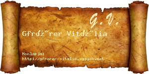 Gfrörer Vitália névjegykártya